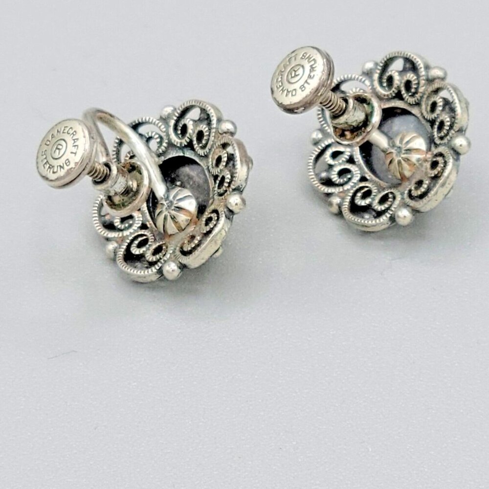 Vintage Danecraft Sterling Silver Filigree Mini Cameos Bracelet Earrings Set - Picture 3 of 13